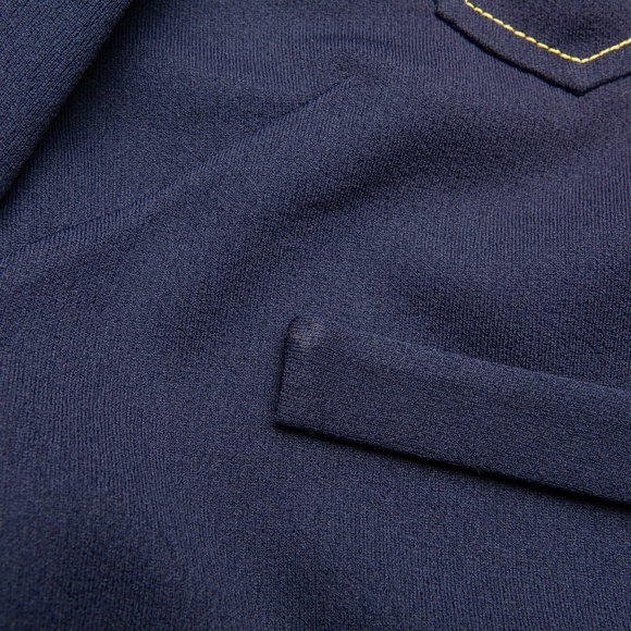 Vintage 70s Blue Leisure Jacket Shirt Blazer Button Down Pockets Polyester S/M - Picture 11 of 14